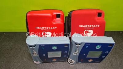 2 x Philips FR2+ Defibrillators (Both Power Up) in Case with 2 x LiMno2 Batteries*Instal Before 2027 / 2024* - 4