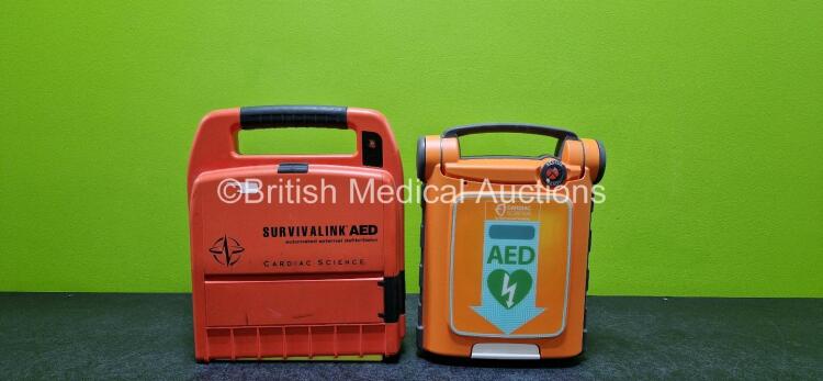 Job Lot Including 1 x Cardiac Science AED Defibrillator (Powers Up) with 1 x LiSO2 Battery and 1 x Cardiac Science Survivalink AED Defibrillator (No Power) with 1 x LiSO2 Battery