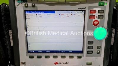 GS Corpuls3 Slim Defibrillator Ref : 04301 (Powers Up) with Corpuls Patient Box Ref : 04200 (Powers Up) with Pacer, Oximetry, ECG-D, ECG-M, CO2, CPR, NIBP and Printer Options, 4 and 6 Lead ECG Leads, CO2 Cable, CPR Sensor, Hose with 3 x Cuffs, 3 x Li-ion - 5