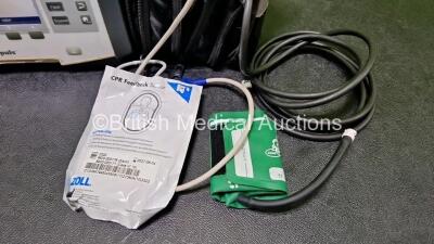 GS Corpuls3 Slim Defibrillator Ref : 04301 (Powers Up) with Corpuls Patient Box Ref : 04200 (Powers Up) with Pacer, Oximetry, ECG-D, ECG-M, CO2, CPR, NIBP and Printer Options, 4 and 6 Lead ECG Leads, CPR Sensor, Hose with Cuff, 3 x Li-ion Batteries and Co - 5