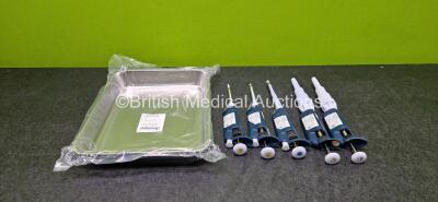 Job Lot Including 5 x Gilson Pipetman Ejectors with 1 x Metal Tray