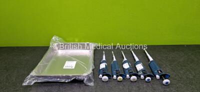 Job Lot Including 5 x Gilson Pipetman Ejectors with 1 x Metal Tray