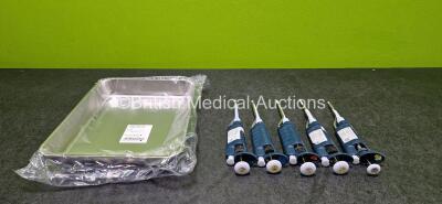 Job Lot Including 5 x Gilson Pipetman Ejectors with 1 x Metal Tray