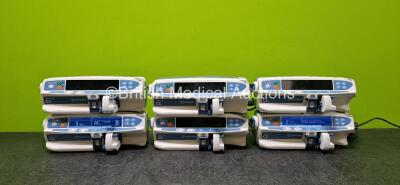 6 x CareFusion CC Alaris Plus Syringe Pumps (2 x Power Up, 4 x Draws Power and 1 x Cracked Casing - See Photos) *SN 370003796 / 370003760 / 300001313 / 300001394 / 370003611 / 300000901*