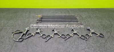 Job Lot Including 5 x Laparoscopic Grasper Handles with 9 x Attachments *SN NA*