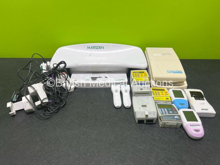 Mixed Lot Including 1 x Marsden Baby Weighing Scale, 2 x CME Mckinley Bodyguard 545 Pumps with Docks, 1 x Mckinley Bodyguard 545 Epidural Pump, 1 x Oxi-Pulse Ref 3300MDD Monitor, 1 x Devilbiss PulmoStar,, 1 x Various cables