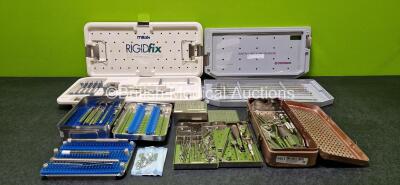 Job Lot Including 1 x Mitek Rigidfix Soft Tissue ACL Cross Pin System in Tray *Incomplete*, 1 x Synthes Humeral Medullary Reamers in Tray *Incomplete*, 1 x Moje Toe Ceramic Implant Set in Case *Incomplete* and 1 x Synthes Ortho A/O Mini Instrument Set *In