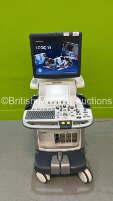 GE Logiq E9 Flat Screen Ultrasound Scanner Ref 5205000-6 *S/N 108186US8* **Mfd 10/2011** Software Version R4 Software Revision 2.1 with Sony UP-D897 Printer (Powers Up) ***IR845***