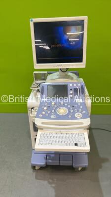 Aloka Prosound SSD Alpha 10 Ultrasound Scanner *S/N M02249* **Mfd 2008** (Powers Up - Some Damage - See Photos)