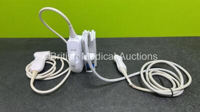 1 x Samsung LA2-14A Ultrasound Transducer / Probe *Mfd 2021-10* (Damage to Head - See Photo) and 1 x Acuson 4V1c Ultrasound Transducer / Probe *2017* (Damage to Cable - See Photo)