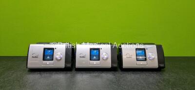 3 x ResMed Lumis 100 VPAP ST-A CPAP Units *Mfd 1 x 2020* (All Power Up, 1 x Missing Side Cover and 2 x Missing Humidifier Chambers - See Photo) with 1 x Power Supply *SN 22191811134 / 22201602896 / 22191811117**