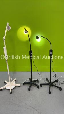 Job Lot Including Lampara De Cirugia Examination Lamps on Stands (Both Power Up) and 1 x Luxo Examination Light on Stand (No Power)