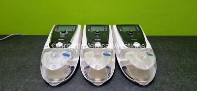 3 x Resmed Stellar 100 CPAP Units (3 x Power Up) with 3 x ResMed H4i Humidifiers and 3 x Power Cords *SN 22181219082 / 22201493522 / 22221456734*