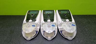 3 x Resmed Stellar 100 CPAP Units (All Power Up and 1 x Missing Back Casing - See Photo) with 3 x ResMed H4i Humidifiers and 3 x Power Cords *SN 22201444746 / 22181091754 / 22221456727*