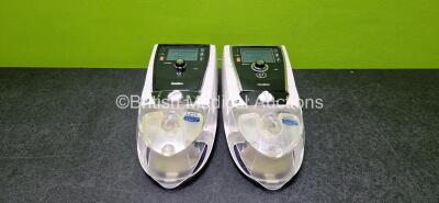 2 x ResMed Stellar 150 CPAP Units (Both Power Up) with 2 x ResMed H4i Humidifiers and 2 x Power Cords *SN 22201194661 / 22191035051*