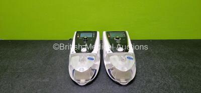 2 x ResMed Stellar 150 CPAP Units (Both Power Up and 1 x Missing Back Casing - See Photos) with 2 x ResMed H4i Humidifiers and 2 x Power Cords *SN 22201213209 / 22181291552*