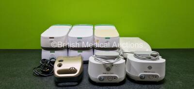 Job Lot Including 6 x Philips Respironics InnoSpire Deluxe Nebulisers, 1 x Medic-Aid Porta-Neb Nebuliser, 1 x Respironics Inspiration Elite Compressor and 2 x Pari Boy Classic Compressors *SN 2Q21L09371 / 2Q22G06353 / 2002PN196598 / 19964 / 158802 / 13689