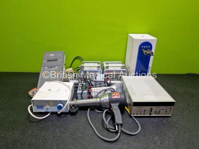 Job Lot Including 2 x Kanmed 50w Baby Warmers, 1 x Costech Heat Gun, 3 x Oxford CRH25 Reactivation Heaters, 1 x Corning PH Meter 240, 1 x Innovatics Cedex XS Unit, 1 x Stuart Scientific SM1 Magnetic Stirrer and 1 x Hinds PEM-90 Photoelastic Modulator