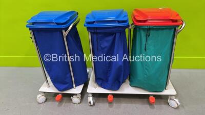 3 x TSE Pedal Bins on 2 x Trolleys