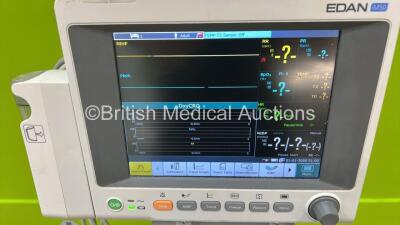 Edan iM50 Patient Monitors *Mfd 2020* on Stand with ECG, SPO2, CO2, IBP1, IBP2, T1 and T2 Options, iCARB CO2 Module and Various Leads (Powers Up) - 2