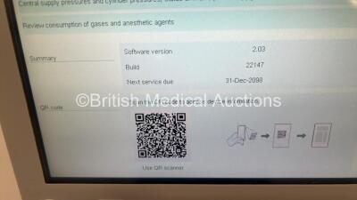 Drager Perseus A500 Anaesthesia Machine Ref MK06000-23 Software Version 2.03 Build 22147 *Mfd 2014* with Hoses and Accessories (Powers Up) *S/N ASFC-0081* - 2