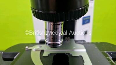 Olympus Model BX41TF Benchtop Microscope (Power Up) with 2 x 10x/22 Eyepieces and 2 x Optics Including 1 x PLANC N 100x/1.25 and 1 x PLANC N 10x/0.25 *SN 6K01423* - 5