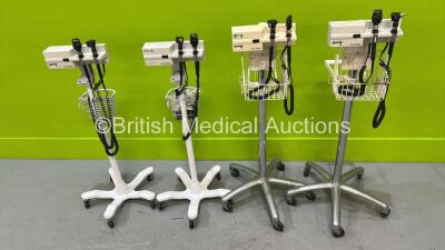 4 x Welch Allyn 767 Transformers with 8 x Attachments on Trolleys