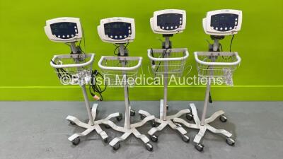 4 x Welch Allyn 53N00 Vital Signs Monitors on Stands (All Draw Power) *S/N JA507729 / JA507741 / JA054454*