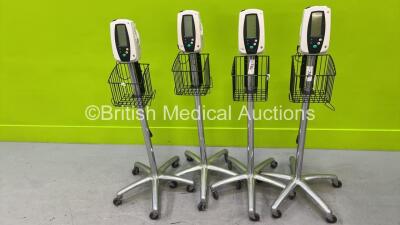 4 x Welch Allyn 420 Series Patient Monitors on Stands (All Power Up) *S/N NA*