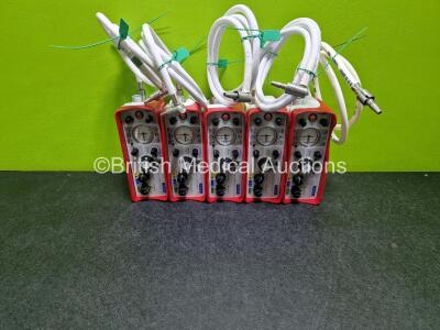 5 x Smiths Medical ParaPAC Plus 310 Transport Ventilators MR Conditional with 5 x Hoses and 5 x Li-Ion Batteries *SN 1505170 / 2007273 / 2004073 / 18022301 / 2009070*