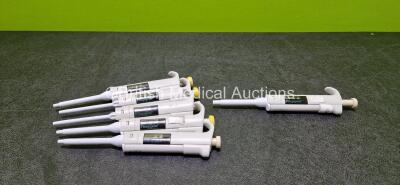 Job Lot Including 5 x Finnpipette Labsystems 20-200 ul Pipettes and 1 x Finnpipette Labsystems 100-1000 ul Pipette