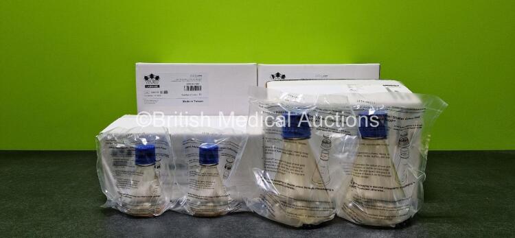 Job Lot Including 6 x Star Lab 1000ml Polycarbonate Erlenmeyer Flasks with New DuoCAP in Box *Expiry Date 2026* (All Unused) and 48 x Triforest Labware 250ml Polycarbonate Erlenmeyer Flasks with New DuoCAP in Boxes (All Unused)