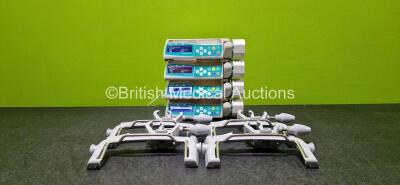 Job Lot Including 4 x B.Braun Perfusor Space Syringe Pumps (All Power Up) with 4 x Pole Clamps and 4 x Power Supplies (3 x Damaged Cable Casings - See Photo)