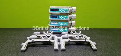 Job Lot Including 4 x B.Braun Perfusor Space Syringe Pumps (All Power Up) with 4 x Pole Clamps and 4 x Power Supplies (2 x Damaged Cable Casings and 1 x Damaged Cable - See Photo)