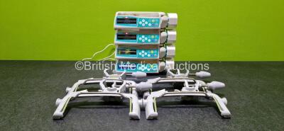 Job Lot Including 4 x B.Braun Perfusor Space Syringe Pumps (All Power Up) with 4 x Pole Clamps and 4 x Power Supplies (1 x Damaged - See Photo)