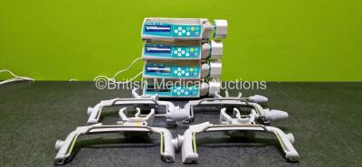 Job Lot Including 4 x B.Braun Perfusor Space Syringe Pumps (All Power Up) with 4 x Pole Clamps and 4 x Power Supplies (2 x Damaged Cable Casings, 1 x Faulty and 1 x Cut Cable - See Photo)