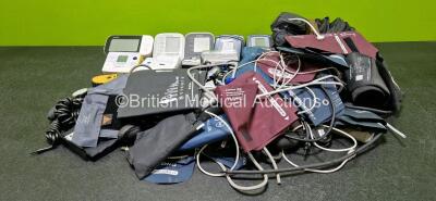 Job Lot Including 1 x Ohmeda TuffSat Monitor (Damaged Casing - See Photo), 1 x Konica Minolta Pulsox -300 Oximeter, 1 x CME Medical T60 Ambulatory Syringe Pump with Power Supply, 1 x Martel Printer, 4 x Omron Digital BP Monitors, 4 x Microlife BP Monitors