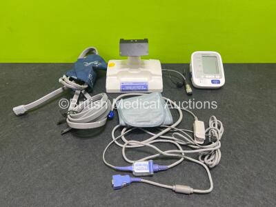 Mixed Lot Including 1 x Omron M3 Comfort Digital BP Monitor with BP Cuff, 1 x Tiranga Desk Stand SC50, 1 x Nellcor Pulse Oximeter and 1 x Critikon BP Cuff