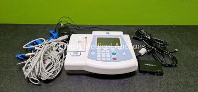 GE MAC 600 ECG Machine (Powers Up) with 1 x 10 Lead ECG Lead, 1 x Power Supply and 1 x Card Reader *SN SP516420024PA*