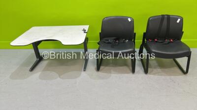 2 x Bariatric Chairs with Table - Damaged Handle - See Photo