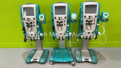 3 x Gambro Prismaflex Dialysis Machines with Barkley Fluid Warmers (All Power Up) *S/N PA13121 / PA12428 / PA21403*