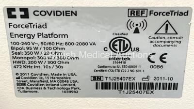 Valleylab ForceTriad Electrosurgical / Diathermy Unit Version 4.00 on Trolley (Powers Up) - 5