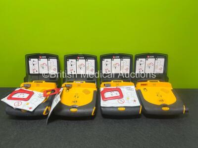 4 x Physio Control Lifepak CR Plus Defibrillators (All Power Up) in Case with 4 x Li/SO2CI2 Batteries with 3 x Electrodes *All Expired*