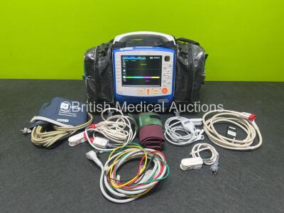 Zoll X Series Monitor/Defibrillator Application Version 02.34.05.00 (Powers Up and Passes Self Test) in Case Including ECG, SPO2, NIBP, CO2 and Printer Options with 2 x Sure Power II Li-Ion Batteries, x SpO2 Cable ,1 x 4 Lead ECG Lead Ref 8300-0803-12, 1 