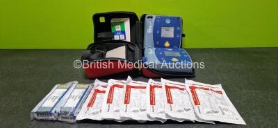 2 x Philips HeartStart FR2 Defibrillators with 4 x LiMnO2 Batteries *Install Before 1 x 2023, 2 x 2027 & 2 x 2028* and 6 x Electrodes *All Expired* in Carry Cases (Both Power Up) *SN 0106179478 / 1205177015*