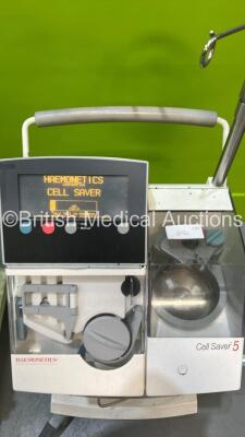 2 x Haemonetics Cell Saver 5+ and 1 x Haemonetics Cell Saver 5 Autotransfusion Systems with Harmony Suction Units (All Power Up - 1 x Missing Facia - See Photo) *06G057 / 02A041 / 06G058* - 3