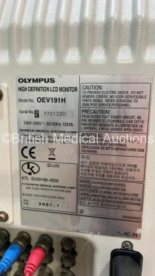 Olympus Stack System with Olympus OEV191H Monitor, Olympus Evis Lucera CV-260 Digital Processor, Olympus Evis Lucera CLV-260 Light Source and Olympus MAJ-1154 PIgtail Connector (Powers Up - Missing Rear Cover) *S/N 7221220 / 7382193 / 7312045*) ***OXF*** - 10