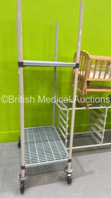 4 x Trolleys, 1 x Mobile Racking Unit and 1 x Infant Cot (Damaged) - 3