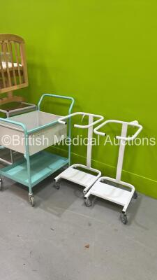 4 x Trolleys, 1 x Mobile Racking Unit and 1 x Infant Cot (Damaged) - 5