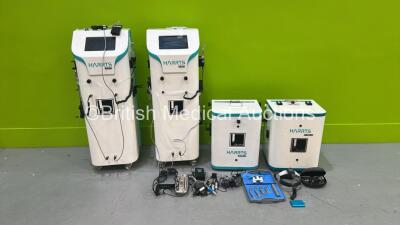 2 x Robotics Harrts Mini Hair Transplant Systems (1 x No Power - 1 x Boots with Blank Screen) and 2 x Robotics Harrts Micro Hair Transplant Systems with Accessories (Both Power Up)